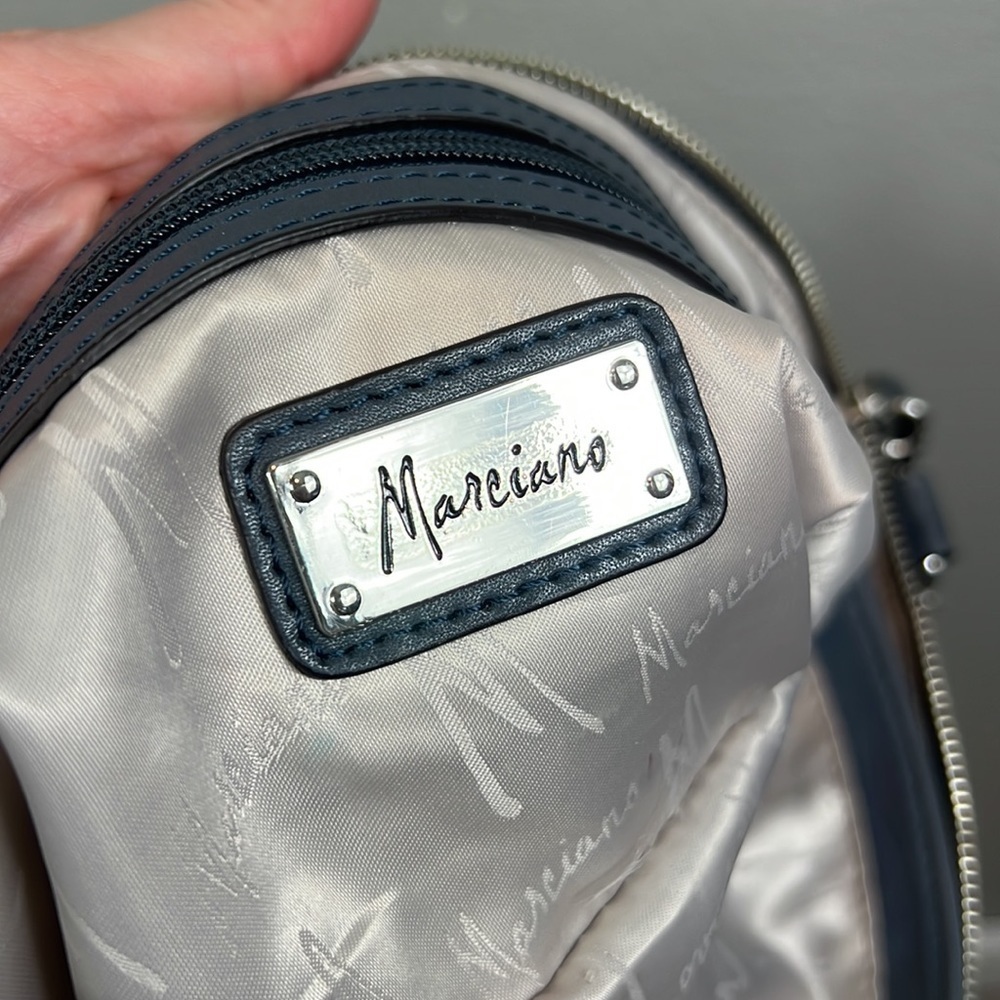 Marciano Leather Shoulder Bag Clutch Chunky Chain Studded Gray - Picture 14 of 15